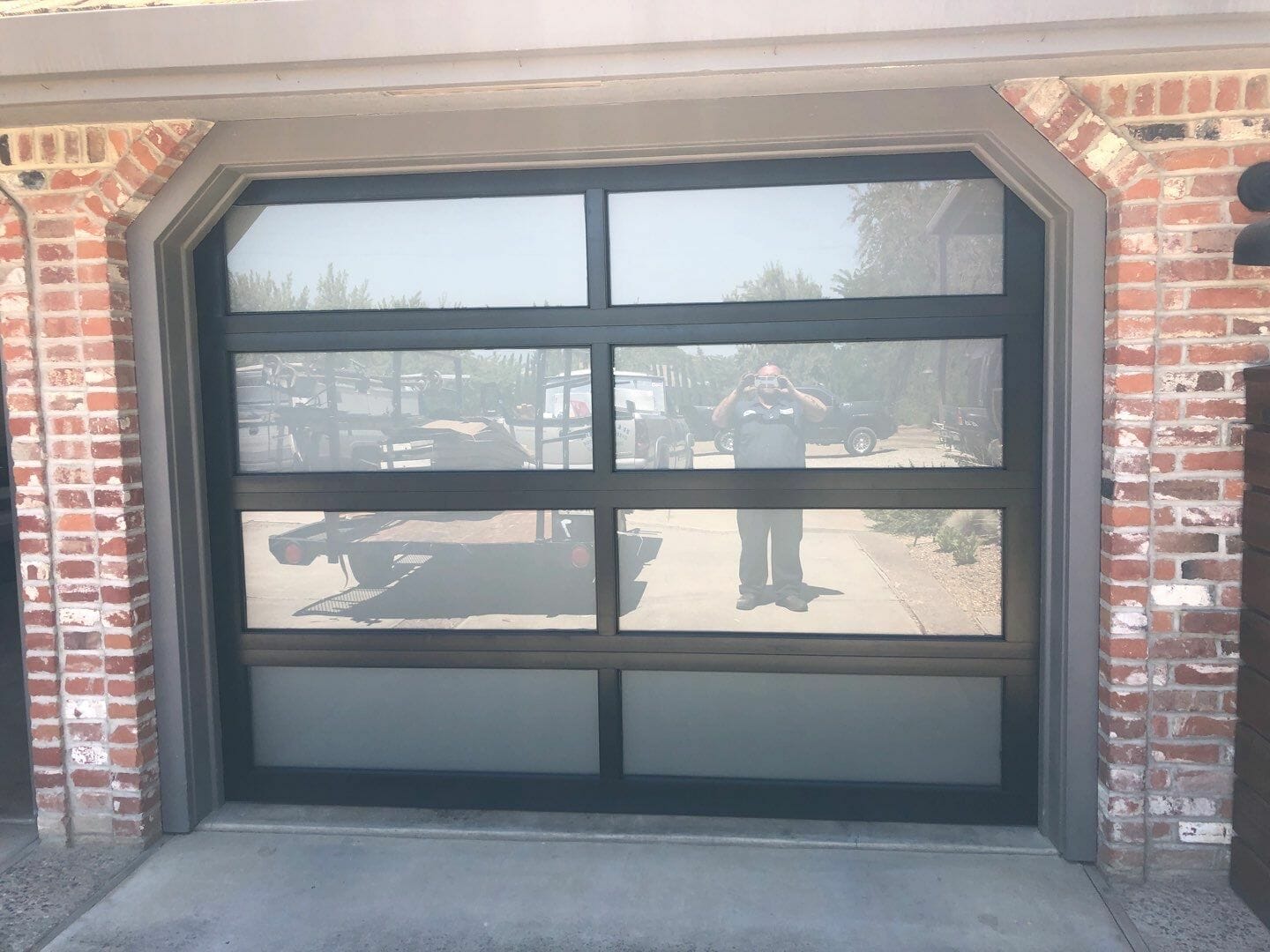 Black Frosted Full-View Garage Door Installation in Manteca, CA