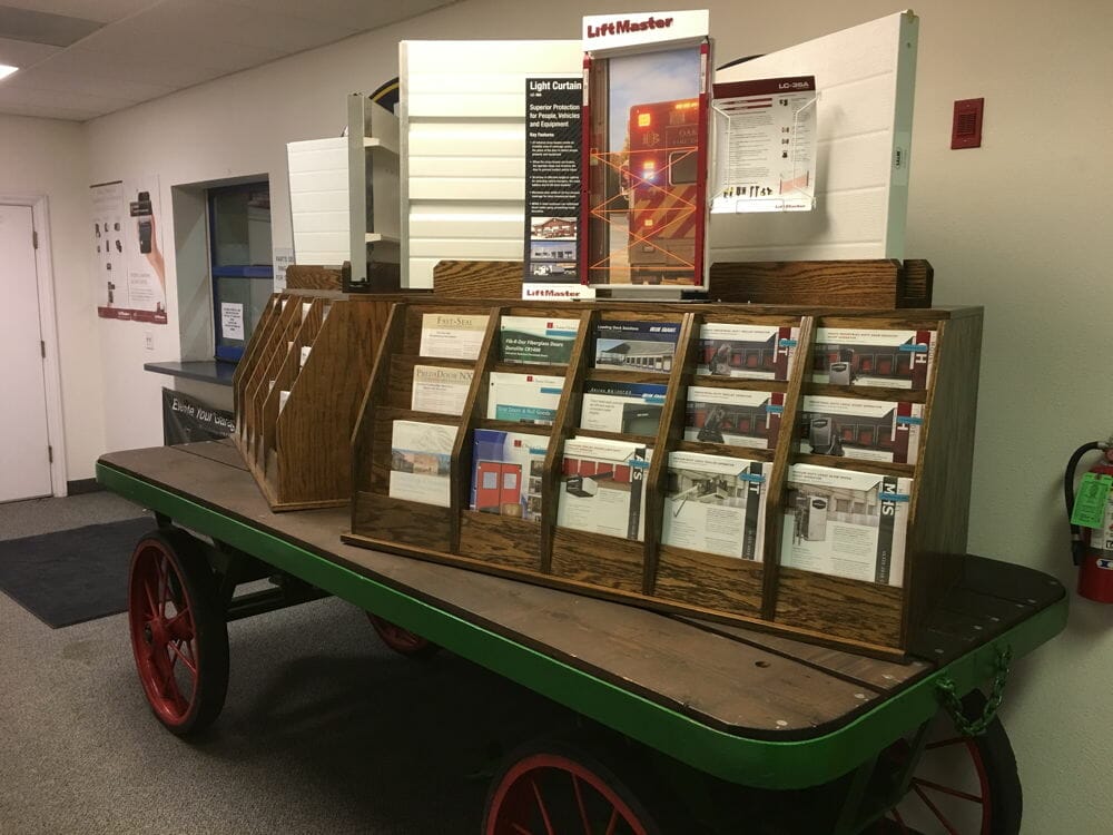 Old Wagon with Brochure Rack on top of it in Modesto Office.