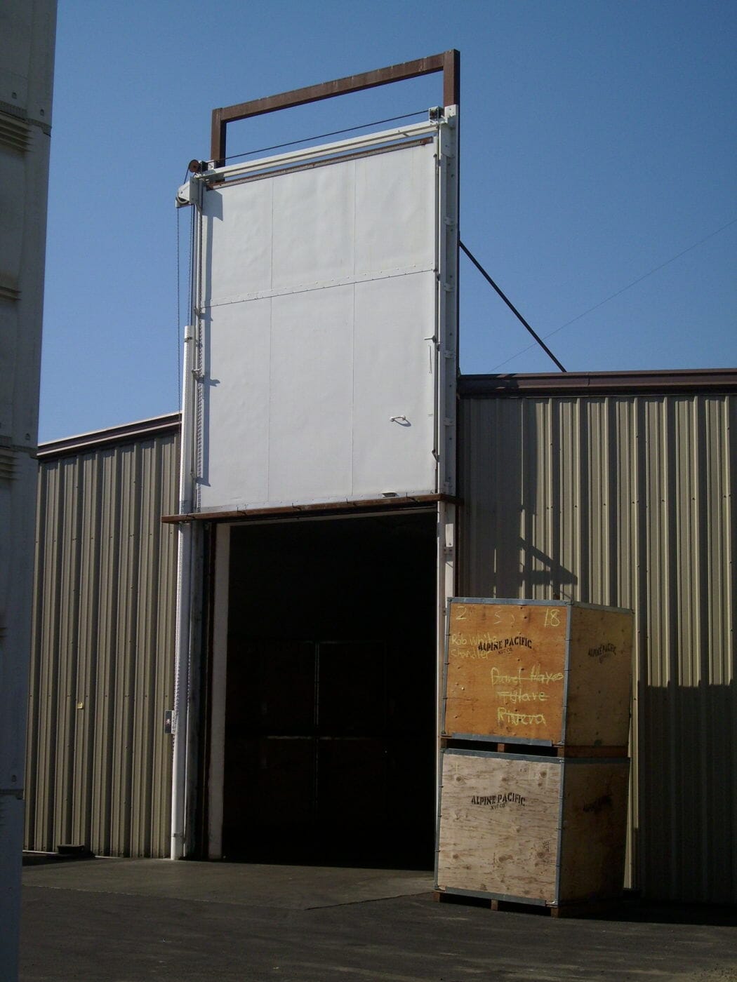 fumigation door installed in almond processor
