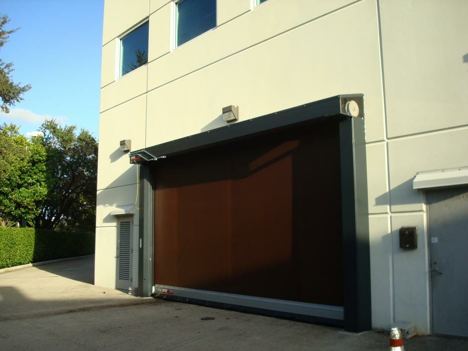 high speed door installed in a industrial building.