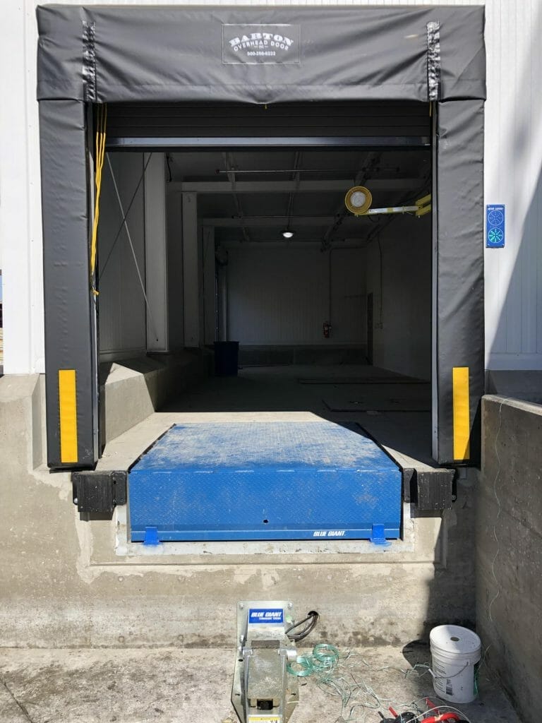 loading dock leveler and shelter installed