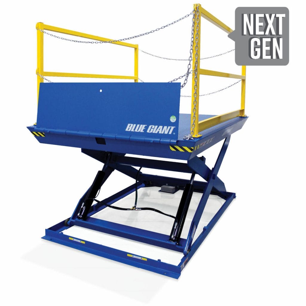 A Blue Giant Dock lift with white background